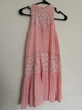 Gianni Bini Floral Lace Cutout Spring Slip Dress Keyhole Boho Dainty Festival